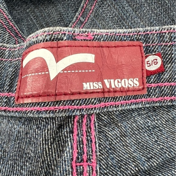 Miss Vigoss Blue Pink Stitched Wide Leg Jeans Size 5/6 Women’s - Picture 2 of 6
